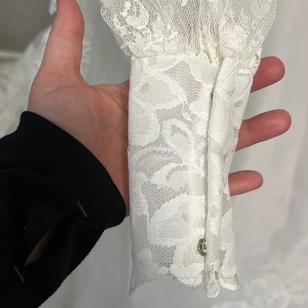 MORI-LEE VINTAGE 70’s CREAM LACE WEDDING GOWN SIZE XS - Picture 6 of 17